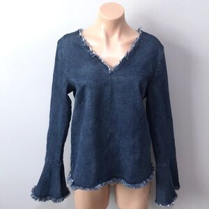 Moelleux Anthropologie Denim Lace Up Bell Sleeve